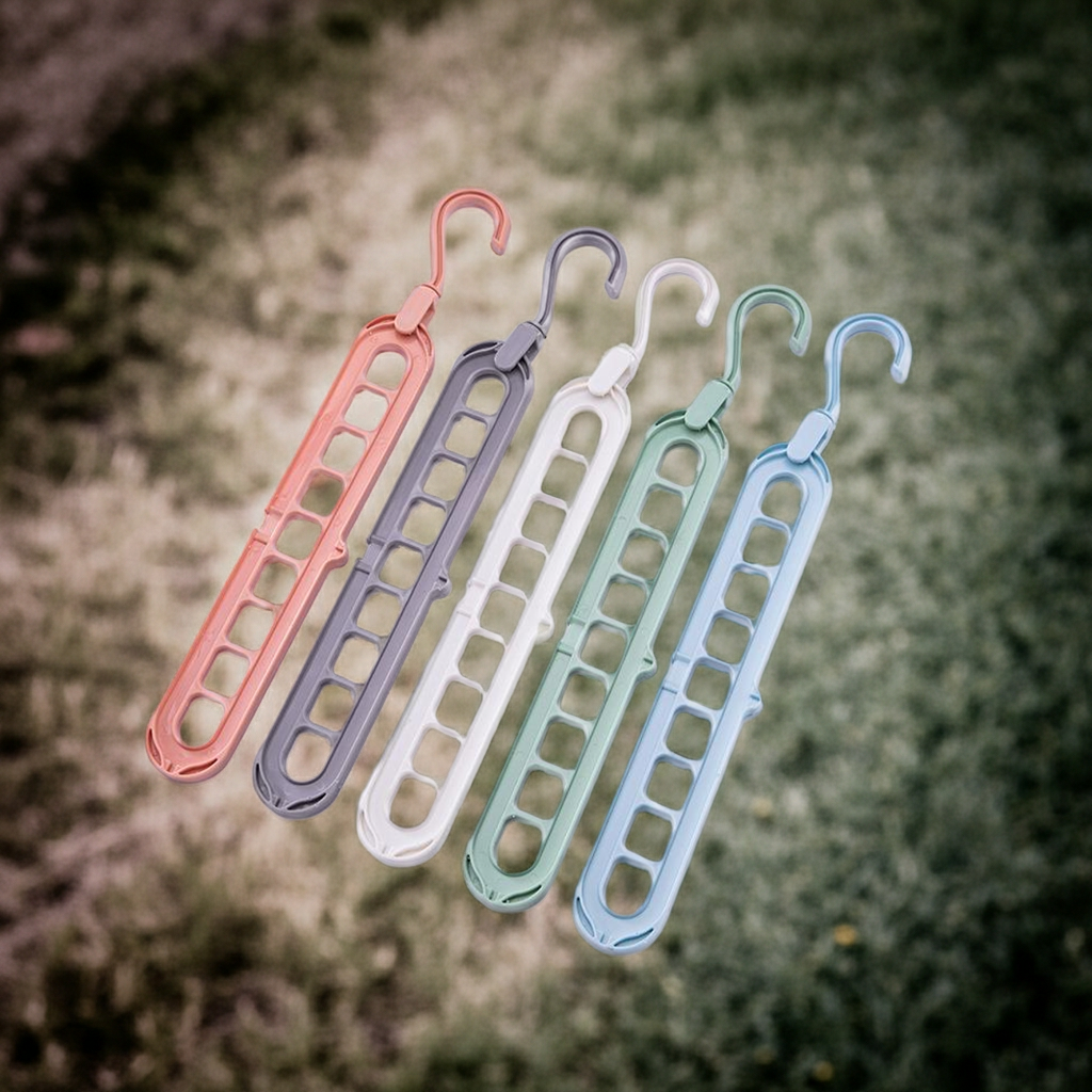 9-Hole Foldable Plastic Clothes Hanger