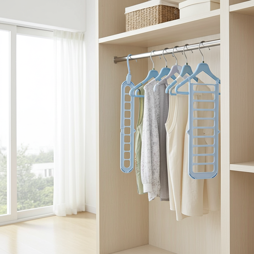 9-Hole Foldable Plastic Clothes Hanger